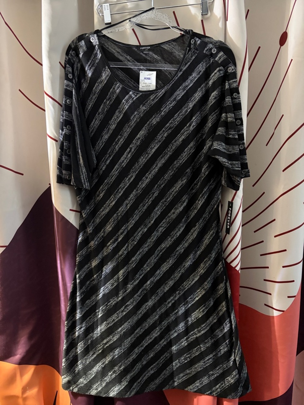 Forever 21 Black and Gray Striped A-Line Dress